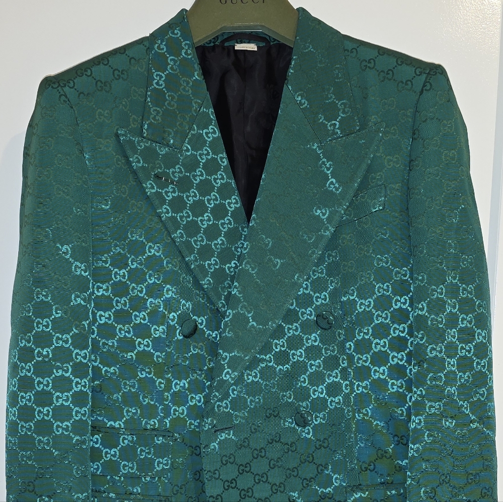 Gucci Monogram Emerald Green Double-Breasted Blaz… - image 4